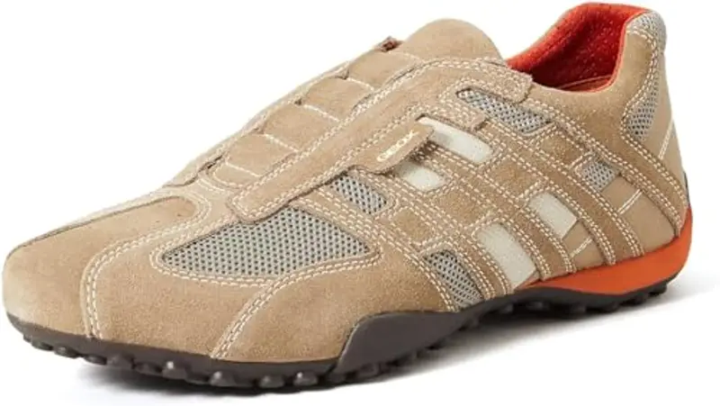 Geox Uomo Snake L, Sneakers Uomo, Beige Beige Dk Orange, 45 EU