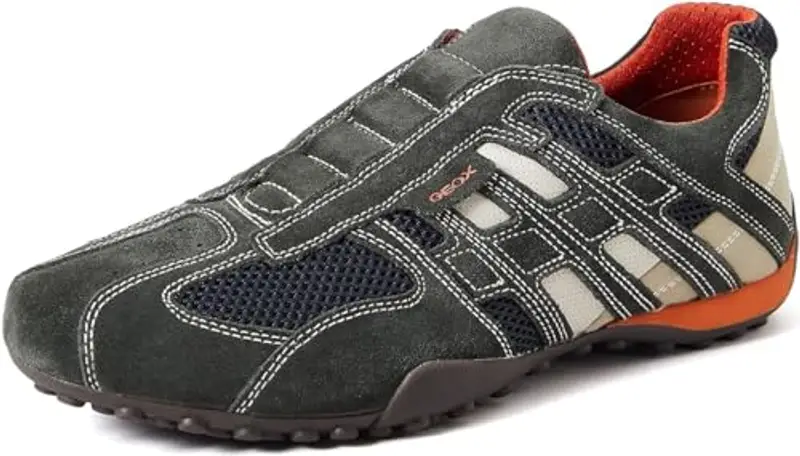 Geox Uomo Snake L, Sneakers Uomo, Grigio Dk Grey Off White, 40 EU