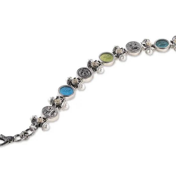 GERARDO SACCO Bracciale Arg 925/000 Fregi Oro 375/000