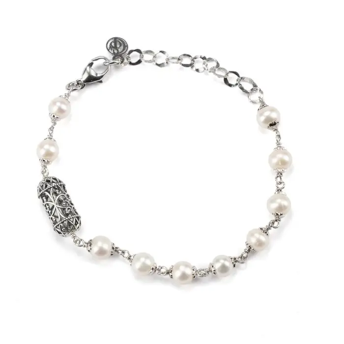 GERARDO SACCO Bracciale In Argento 925 Con Perle