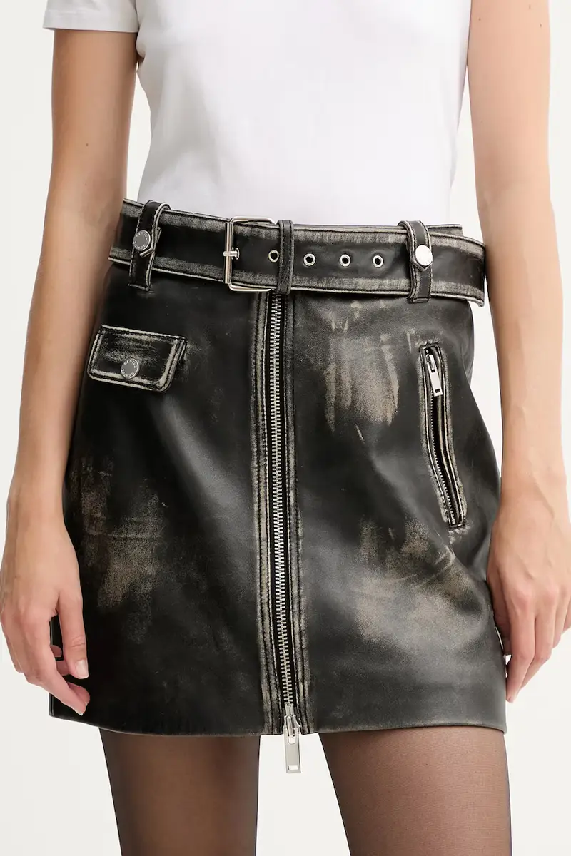 Gestuz gonna in pelle colore nero 10910556