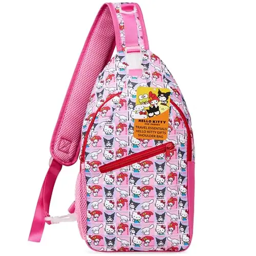 Get Trend Hello Kitty Borse a Tracolla Borsa Bambina Ragazza Scompartimenti Multipli Borsa Viaggio con Cinturino