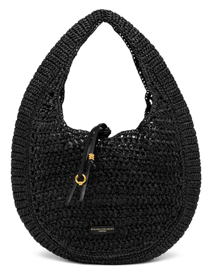 Gianni Chiarini Hobo Bag Nefeli in paglia nera Donna BS11954 COMM STR-CRCH 001