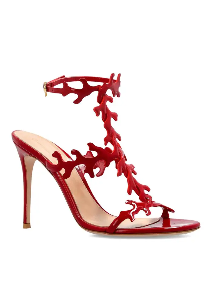 Gianvito Rossi Sandali con tacco in pelle oceano Rosso