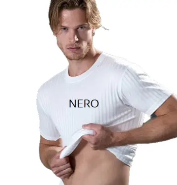 Gicipi Maglia intima uomo girocollo filo di scozia scarto ago 281 Nero