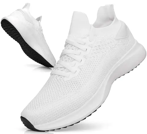 Giniros Sneakers Scarpe Running Corsa Ginnastica Uomo Traspiranti Mesh Comode Outdoor Fitness Jogging Camminata Bianco