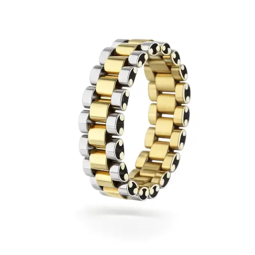 Gioielleria Lucchese Oro Anello Uomo Oro Bianco Giallo GL102454