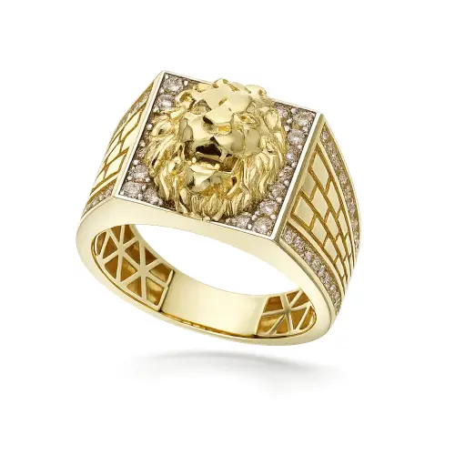 Gioielleria Lucchese Oro Anello Uomo Oro Giallo Testa di Leone GL102462