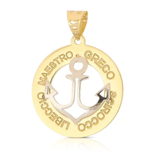 Gioielleria Lucchese Oro Ciondolo Ancora Oro Bianco Giallo 18kt GL102514