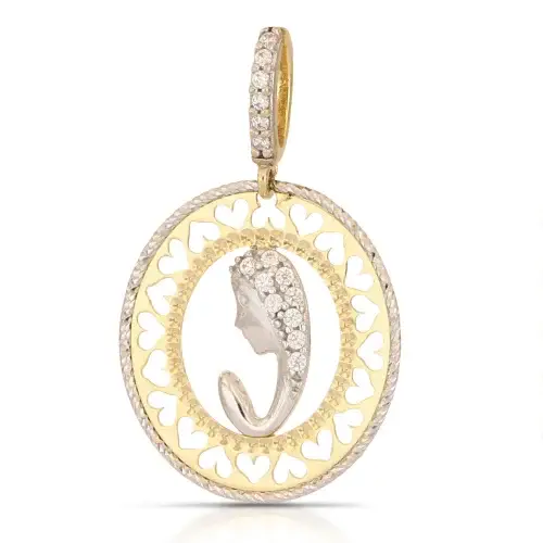 Ciondolo Madonna Oro Bianco Giallo 18 kt GL102545