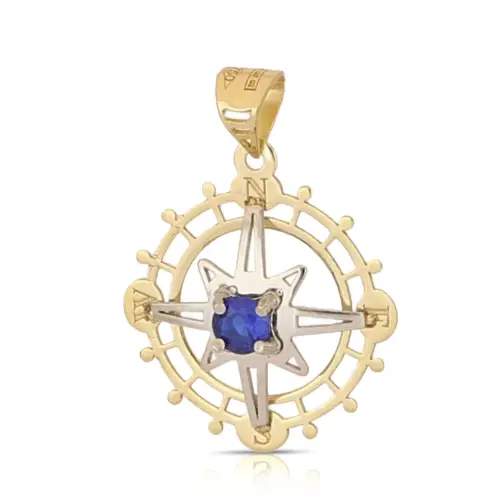 Gioielleria Lucchese Oro Ciondolo Rosa dei Venti Oro Bianco Giallo 18kt GL102512