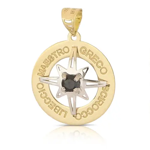 Gioielleria Lucchese Oro Ciondolo Rosa dei Venti Oro Bianco Giallo 18kt GL102516
