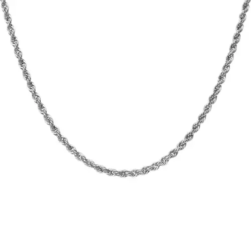 Gioielleria Lucchese Oro Collana Fune Corda Oro Bianco 18 KT 50 cm