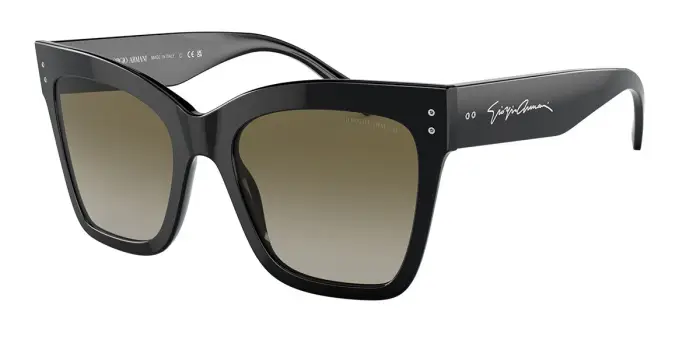 Giorgio Armani Donna AR8175 50018E Occhiali da sole Acetato Nero Verde Squadrata Normale Sfumato