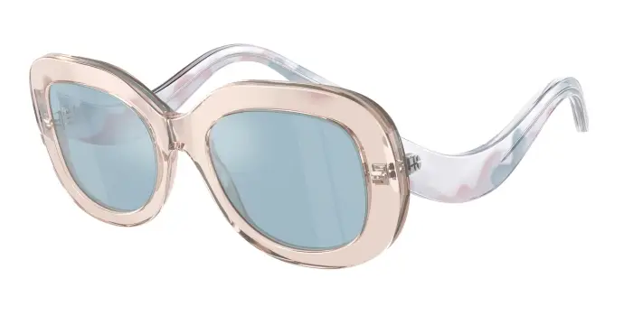 Giorgio Armani Donna AR8217 61511N Occhiali da sole Acetato Rosa Azzurro Rotonda Specchiate