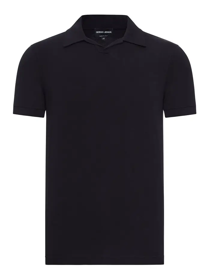 Polo A Maniche Corte In Tessuto Tecnico Nero