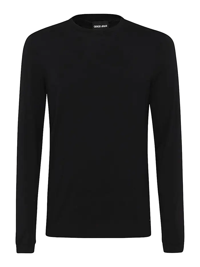 Giorgio Armani T-shirt Nera in Misto Viscosa Nero