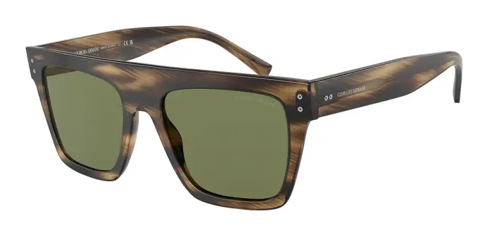 Giorgio Armani Unisex AR8177 54092A Occhiali da sole Acetato Marrone Verde Geometrica