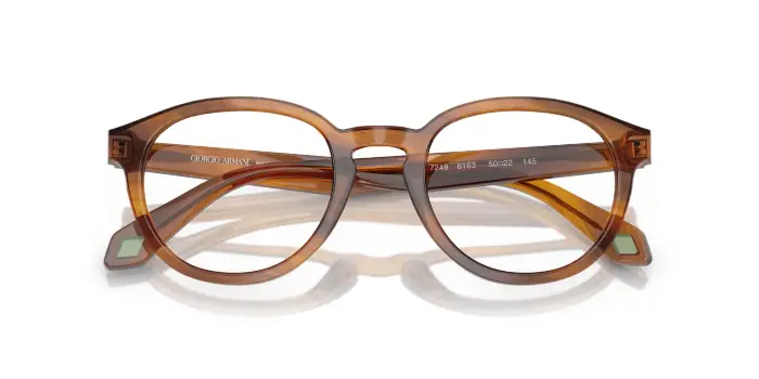 Giorgio Armani Uomo AR7248 6163 Montature da vista Acetato Tartaruga Trasparente Pantos Normale
