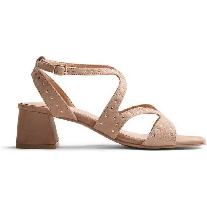 Sandali con tacco Gioseppo Studded Leather Heeled Sandals Watate Beige