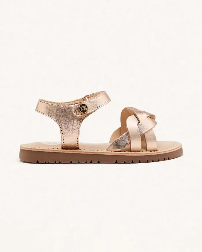 Sandalo oro rosa Gioseppo con fascia a treccia in pelle