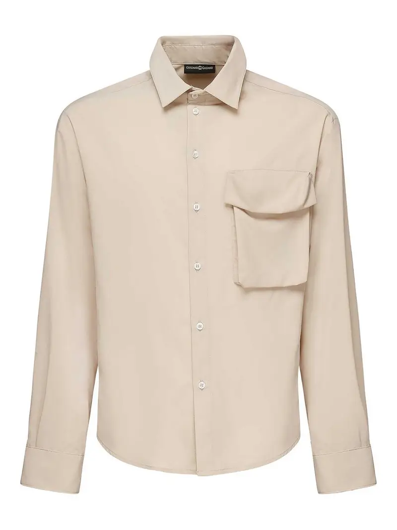 Giuliano Galiano Camicia con tasca del torace Beige
