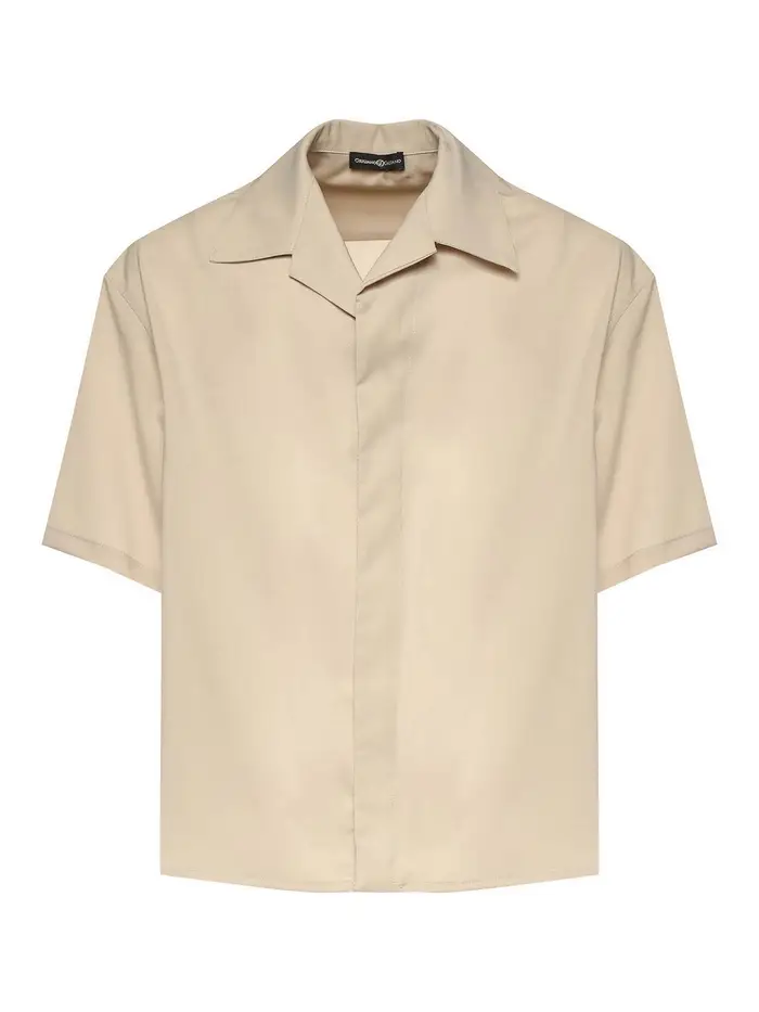 Camicia in misto lana fusa Beige