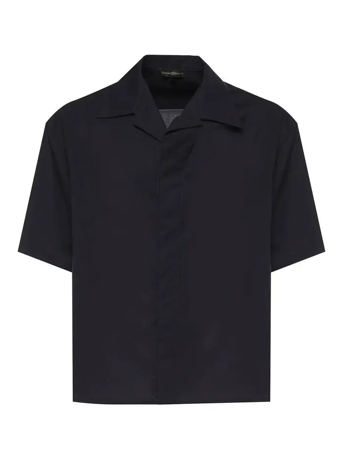 Camicia in misto lana fusa Blu