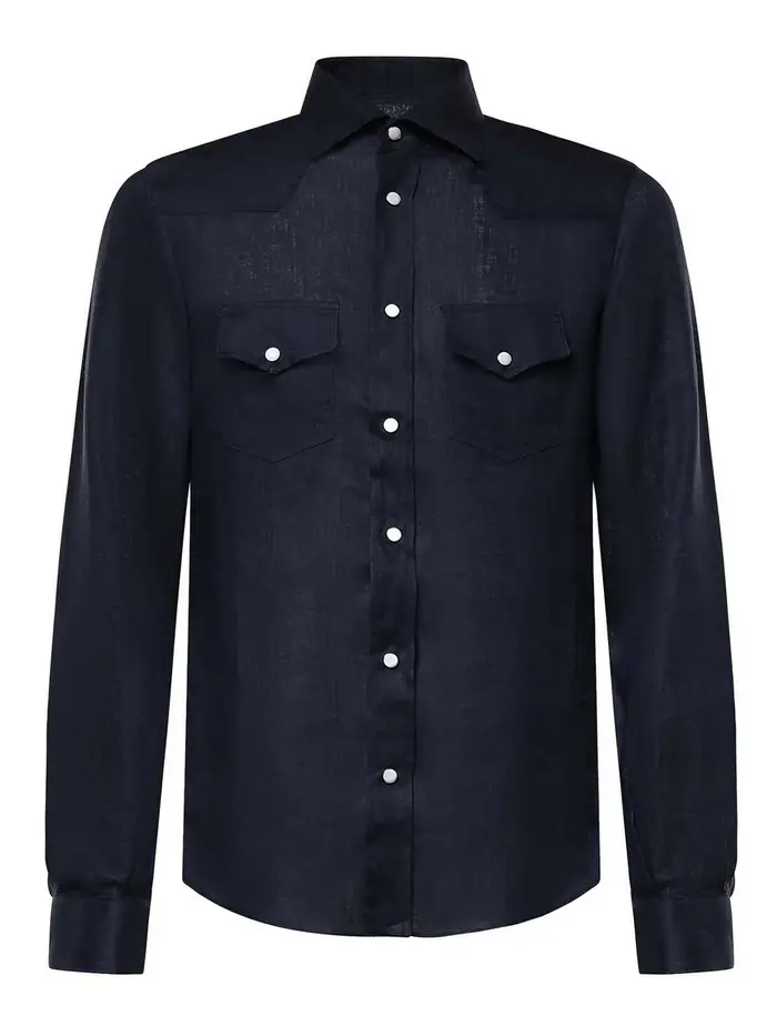 Camicia Savoia in Lino Blu