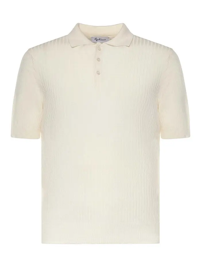 Giuliano Galiano Polo in cotone a coste Bianco
