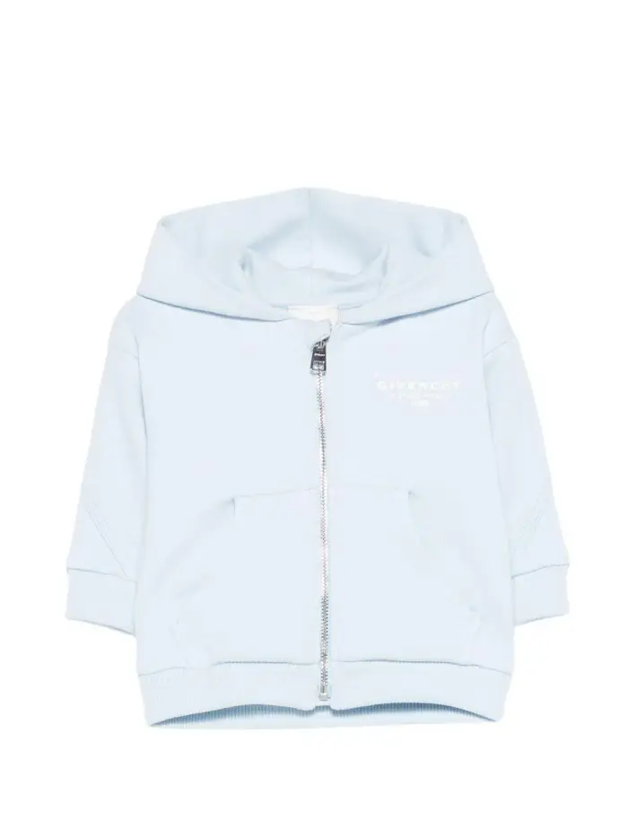 Felpa con cappuccio e zip Azzurro