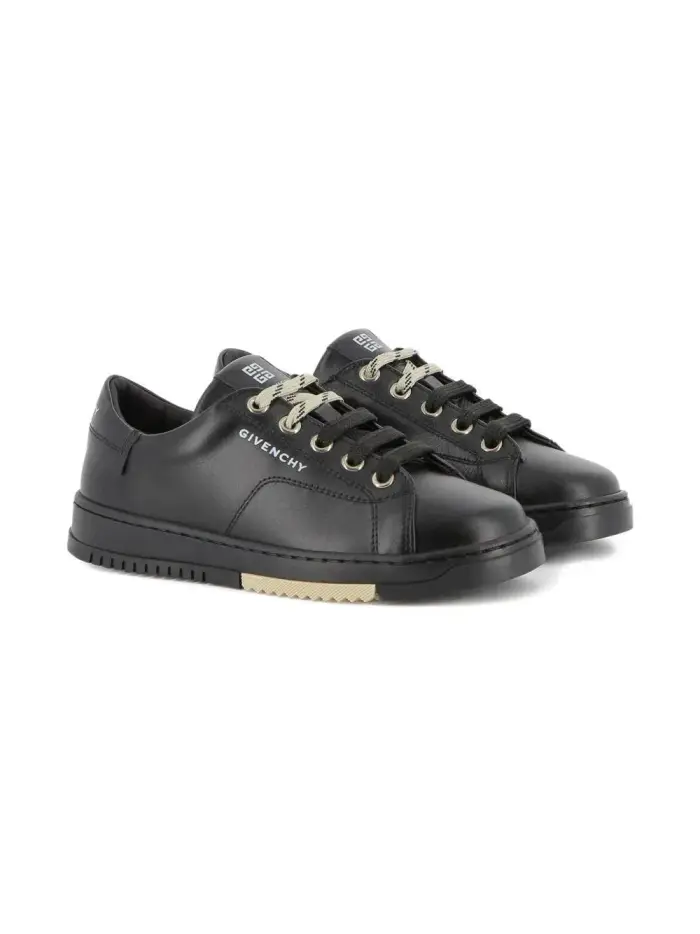 GIVENCHY KIDS Sneakers in Pelle con Suola a Contrasto e Logo sul Tallone Nero