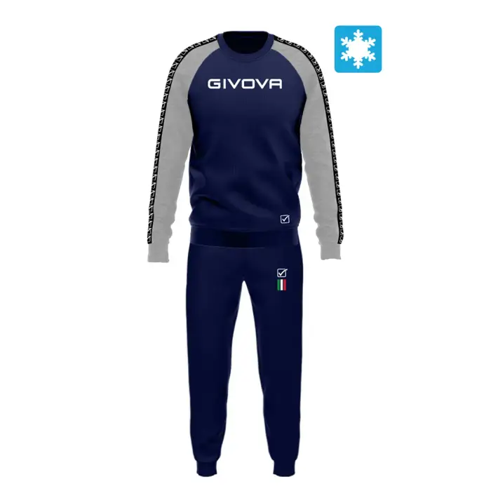 Givova Tuta da ginnastica con strisce Italia 102 Gris