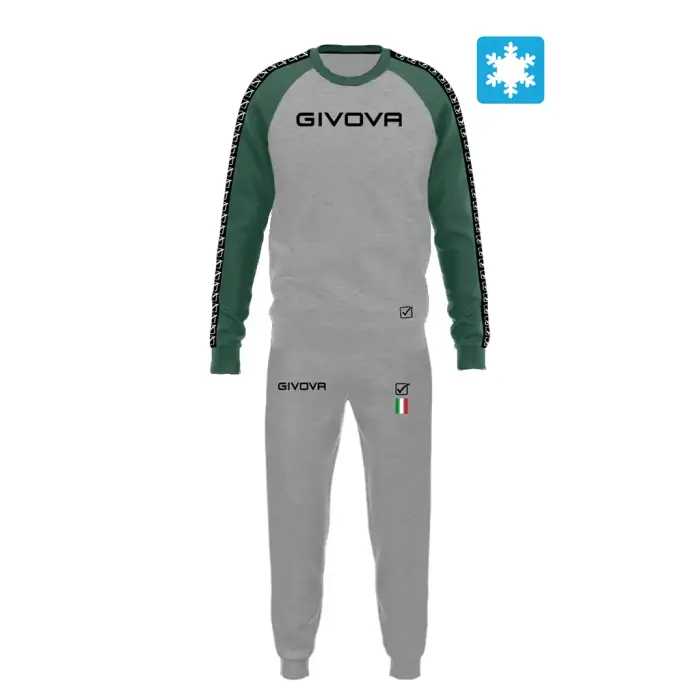 Givova Tuta da ginnastica con strisce Italia 102 Gris