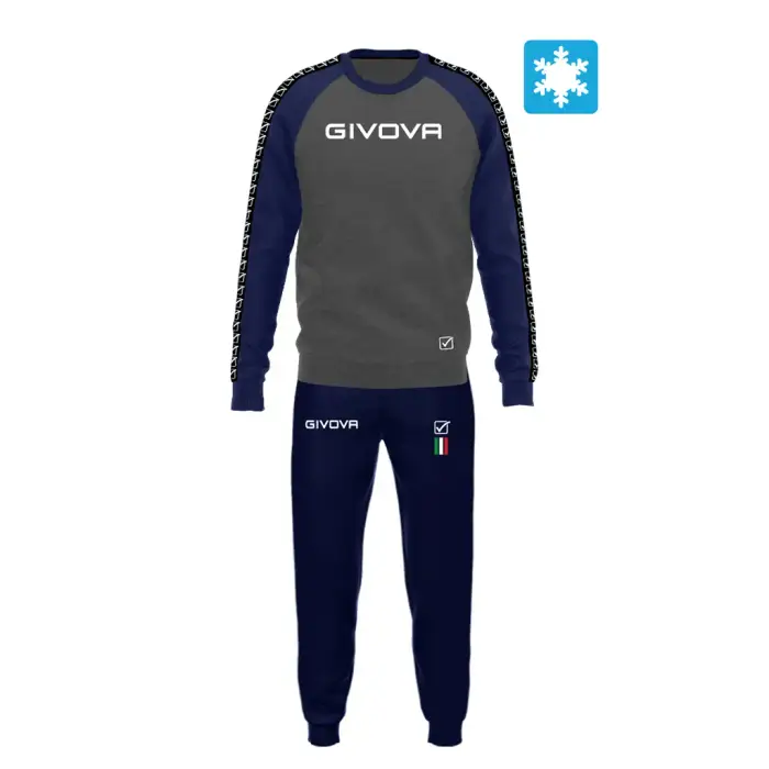 Givova Tuta da ginnastica con strisce Italia 102 Gris