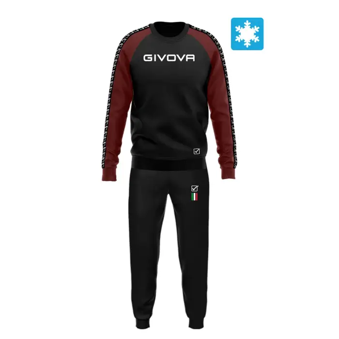 Givova Tuta da ginnastica con strisce Italia 102 Noir