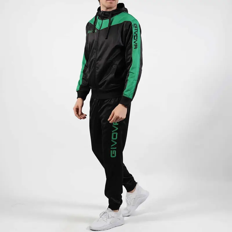 Givova Tuta triacetato roma tt013 nero verde con cappuccio nero verde
