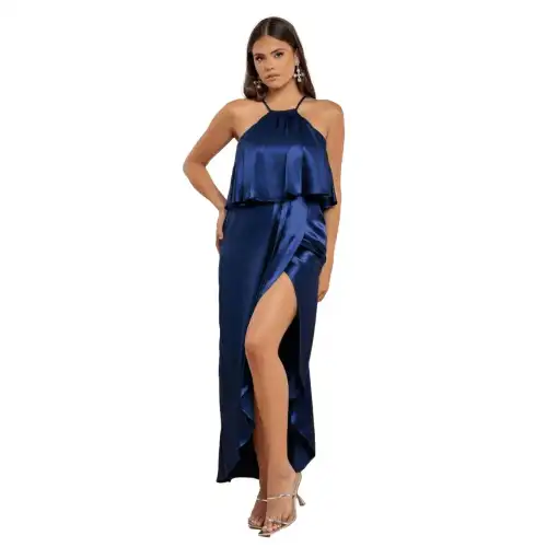 Goddiva Abito a portafoglio in satin e viscosa donna Midaxi