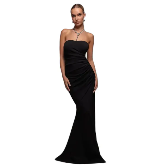 Goddiva Abito aderente con collare donna Scuba Crepe Noir