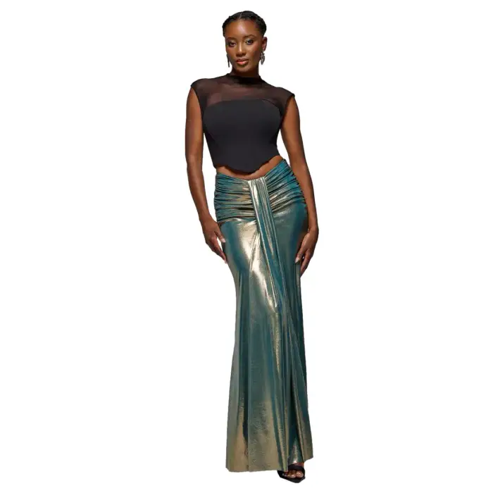 Goddiva Gonna a vita bassa donna Maxi Bleu