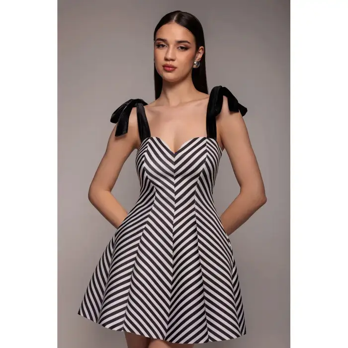 Goddiva Mini Abito a Righe Donna Bow A Line Noir