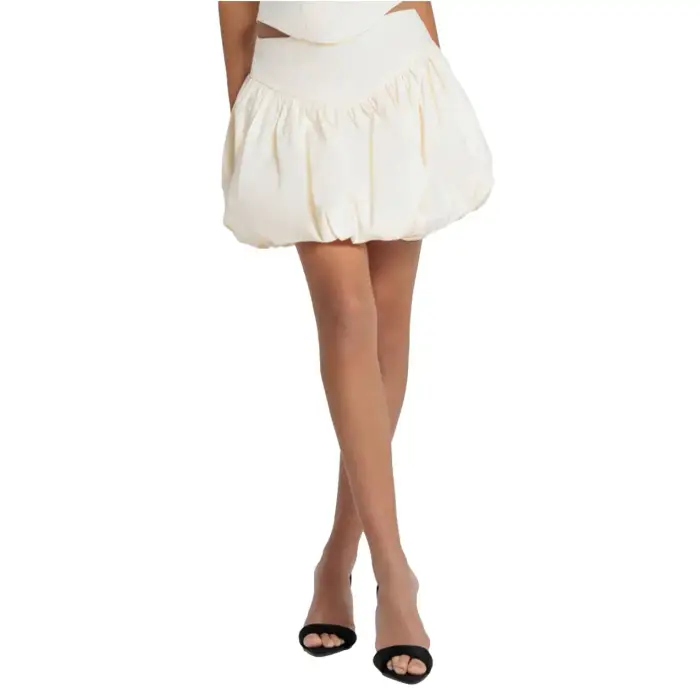 Goddiva Mini gonna a palloncino donna Bengaline Blanc