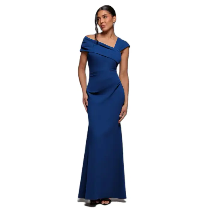 Goddiva Robe da sera maxi a spalla unica donna Bleu