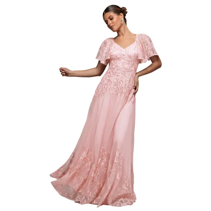 Goddiva Robe ricamata in pizzo donna Maxi Rose