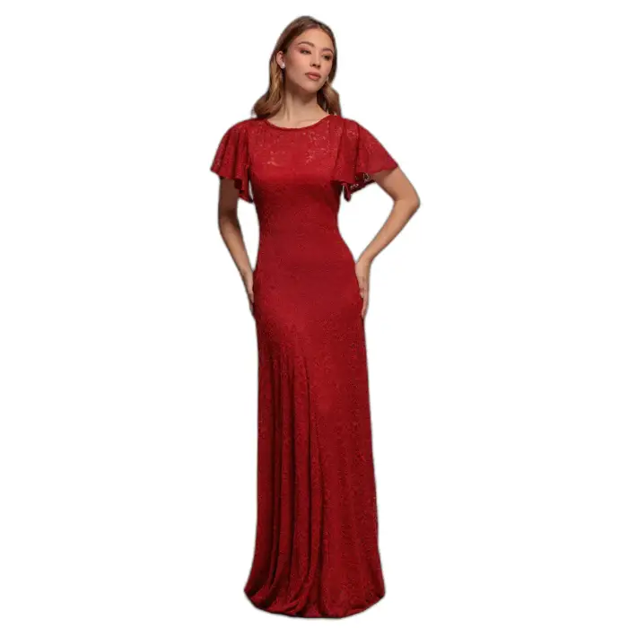 Goddiva Vestito aderente da donna Lace A-Line Rouge