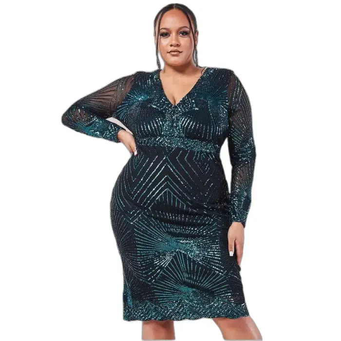 Goddiva Vestito con orlo a onde e motivo stella donna Midi Bleu