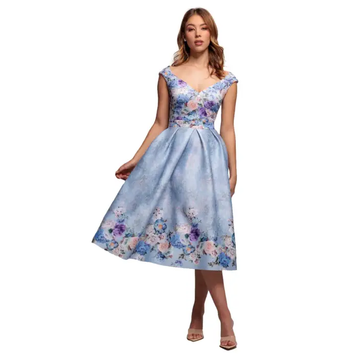 Goddiva Vestito da donna Floral Bleu