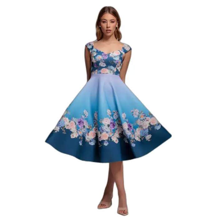 Goddiva Vestito da donna Scuba Foam Bleu