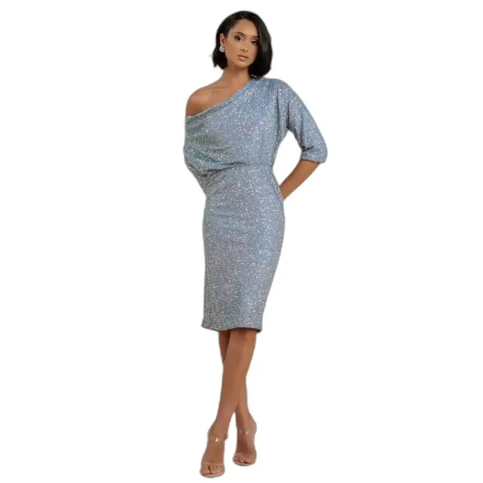 Goddiva Vestito da donna Sequin Cowl Bleu
