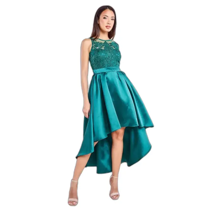 Goddiva Vestito da donna Sequin & Satin Dipped Hem Vert